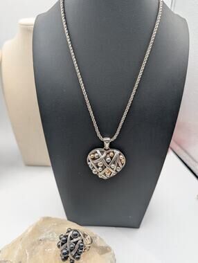 Brighton Faux Pearl Woven Design Pendant Necklace Ring non-matching set